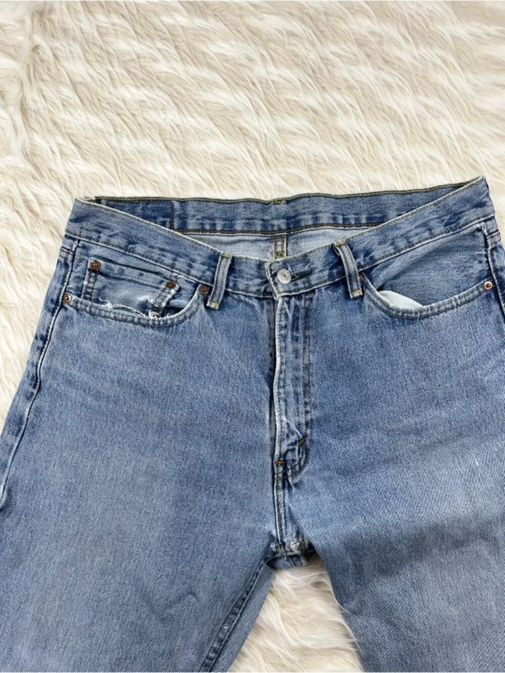 Levis 505 Jeans Men's 34x30 Mid Rise Regular Fit Light Wash